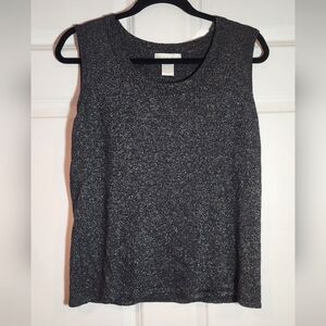 Garfield & Marks Stretchy Black Silver Sparkle Sleeveless Top Large